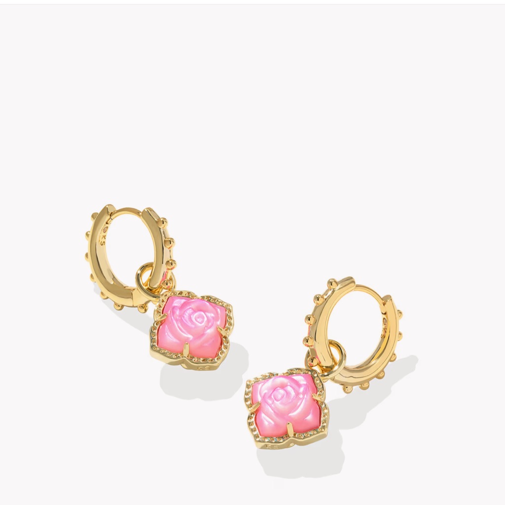 Kendra Scott Mallory Rose Gold And Pink Rose Hoop Earrings